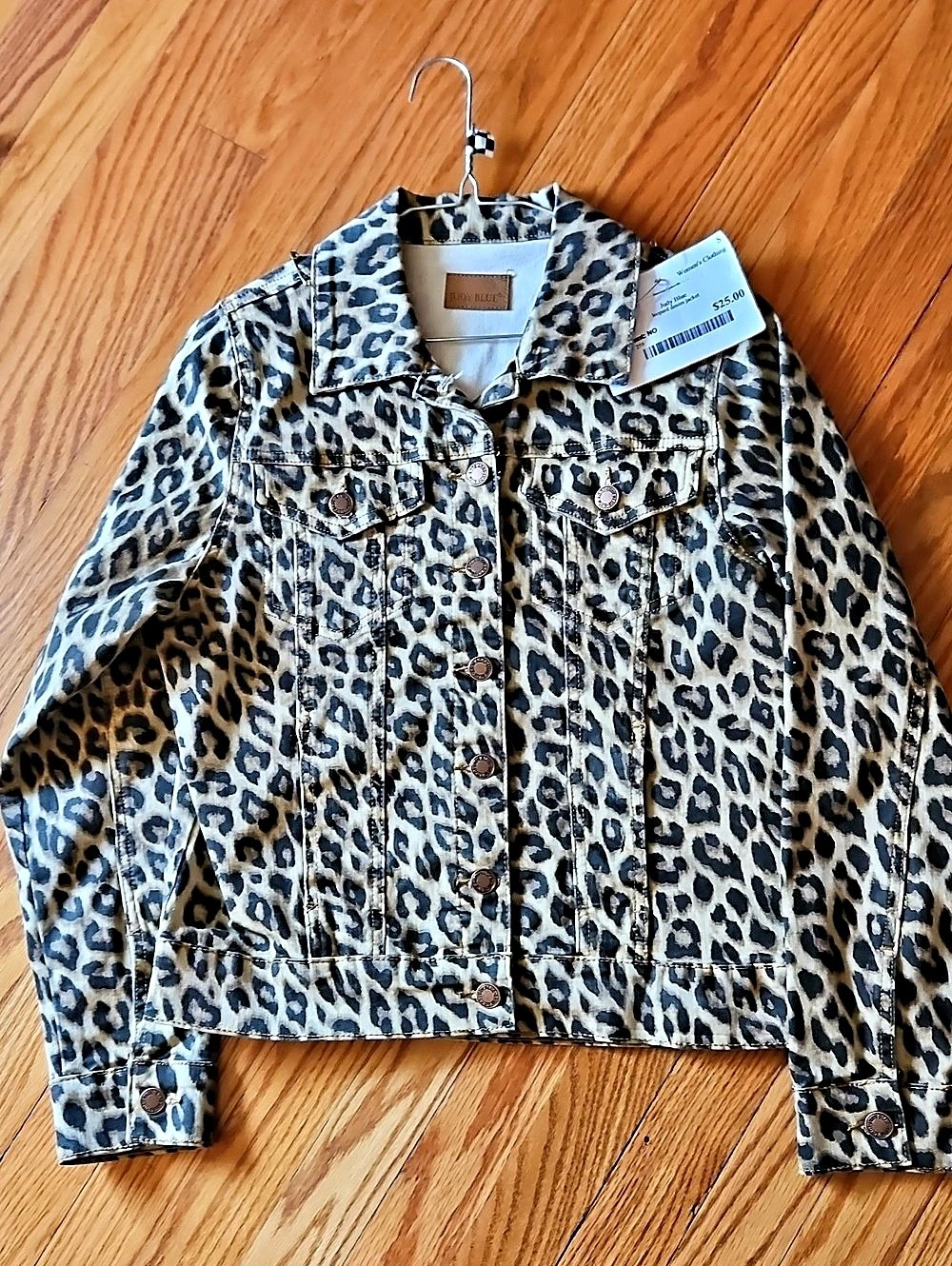 Judy Blue Leopard Print Denim Jacket Size Small NWOT